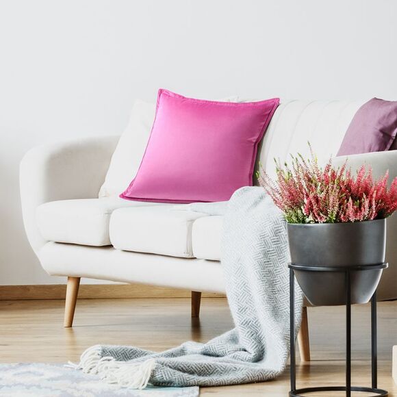 Velvet Throw Pillow Cover Cushion Cases for Sofa Bed 16"x16" Hot Pink - Picture 5 of 6